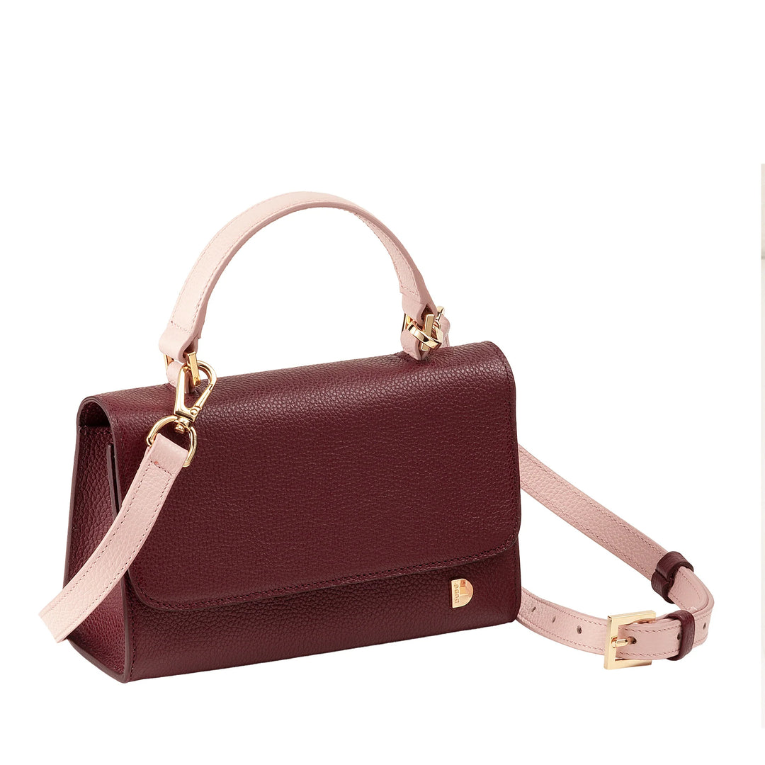 DUDU Petit Sac Femme en Cuir Véritable Fabriqué en Italie, Sac à Main et Sac Bandoulière, Cuir Pleine Fleur ou Daim - Mini Sac avec Bandoulière Ajustable et Amovible, Rabat avec Fermeture Magnétique