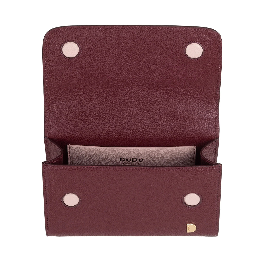 DUDU Petit Sac Femme en Cuir Véritable Fabriqué en Italie, Sac à Main et Sac Bandoulière, Cuir Pleine Fleur ou Daim - Mini Sac avec Bandoulière Ajustable et Amovible, Rabat avec Fermeture Magnétique