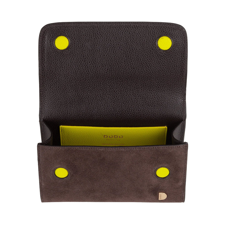 DUDU Petit Sac Femme en Cuir Véritable Fabriqué en Italie, Sac à Main et Sac Bandoulière, Cuir Pleine Fleur ou Daim - Mini Sac avec Bandoulière Ajustable et Amovible, Rabat avec Fermeture Magnétique