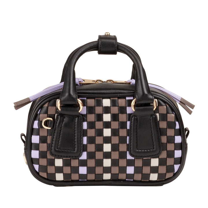 DUDU Damen-Minitasche aus mehrfarbigem gewebtem Leder – kleine elegante Handtasche mit verstellbarem Schultergurt und Griffen – kleine kompakte Handtasche