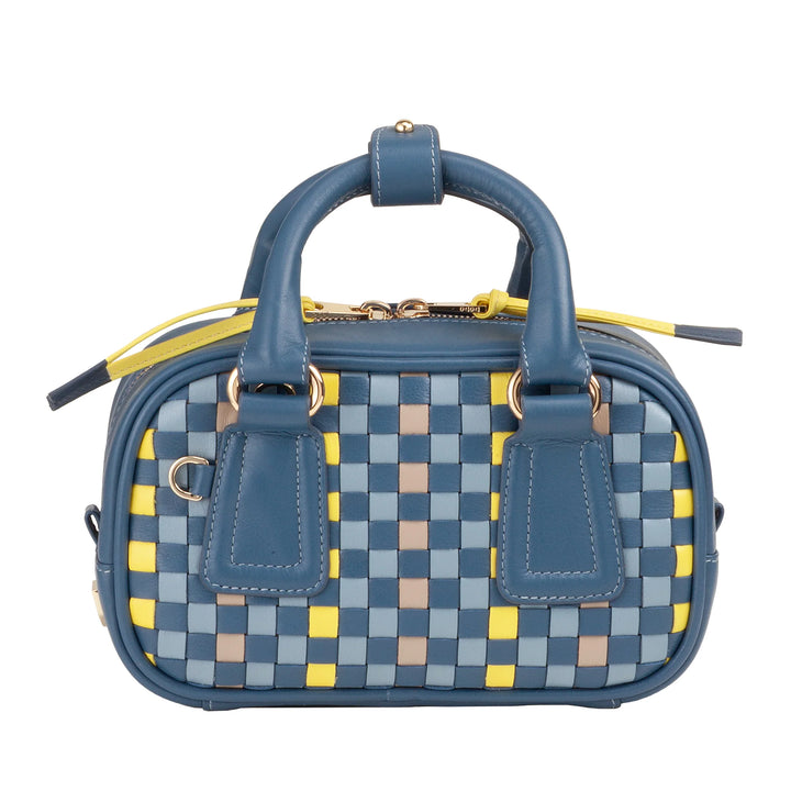 DUDU Mini Sac Femme en Cuir Tressé Multicolore - Petit Sac à Main Élégant avec Bandoulière Ajustable et Poignées - Petit Sac à Main Compact