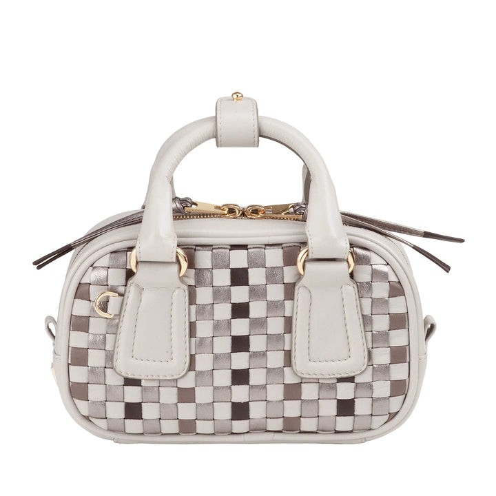 DUDU Mini Sac Femme en Cuir Tressé Multicolore - Petit Sac à Main Élégant avec Bandoulière Ajustable et Poignées - Petit Sac à Main Compact