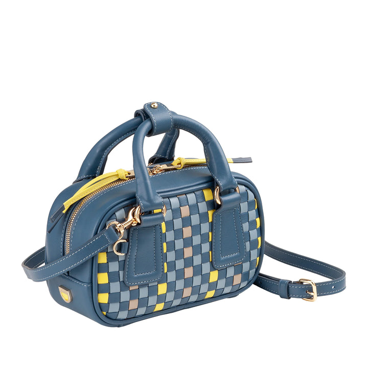DUDU Mini Sac Femme en Cuir Tressé Multicolore - Petit Sac à Main Élégant avec Bandoulière Ajustable et Poignées - Petit Sac à Main Compact