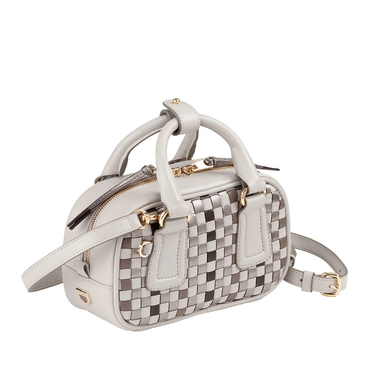 DUDU Mini Sac Femme en Cuir Tressé Multicolore - Petit Sac à Main Élégant avec Bandoulière Ajustable et Poignées - Petit Sac à Main Compact
