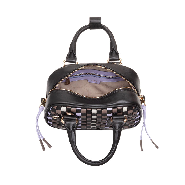 DUDU Damen-Minitasche aus mehrfarbigem gewebtem Leder – kleine elegante Handtasche mit verstellbarem Schultergurt und Griffen – kleine kompakte Handtasche