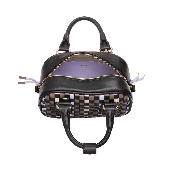 DUDU Damen-Minitasche aus mehrfarbigem gewebtem Leder – kleine elegante Handtasche mit verstellbarem Schultergurt und Griffen – kleine kompakte Handtasche