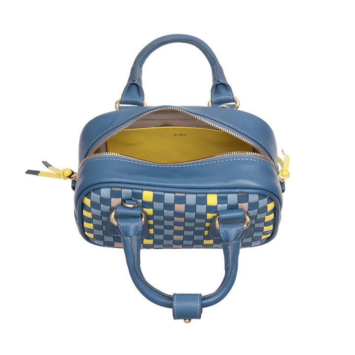 DUDU Mini Sac Femme en Cuir Tressé Multicolore - Petit Sac à Main Élégant avec Bandoulière Ajustable et Poignées - Petit Sac à Main Compact