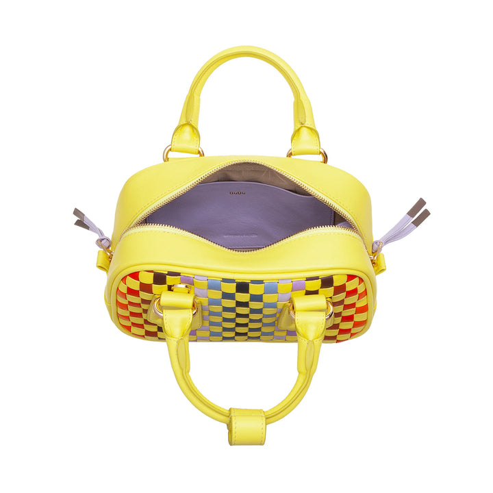 DUDU Mini bolso de mujer en piel tejida multicolor - Bolso pequeño y elegante con bandolera ajustable y asas - Bolso pequeño y compacto
