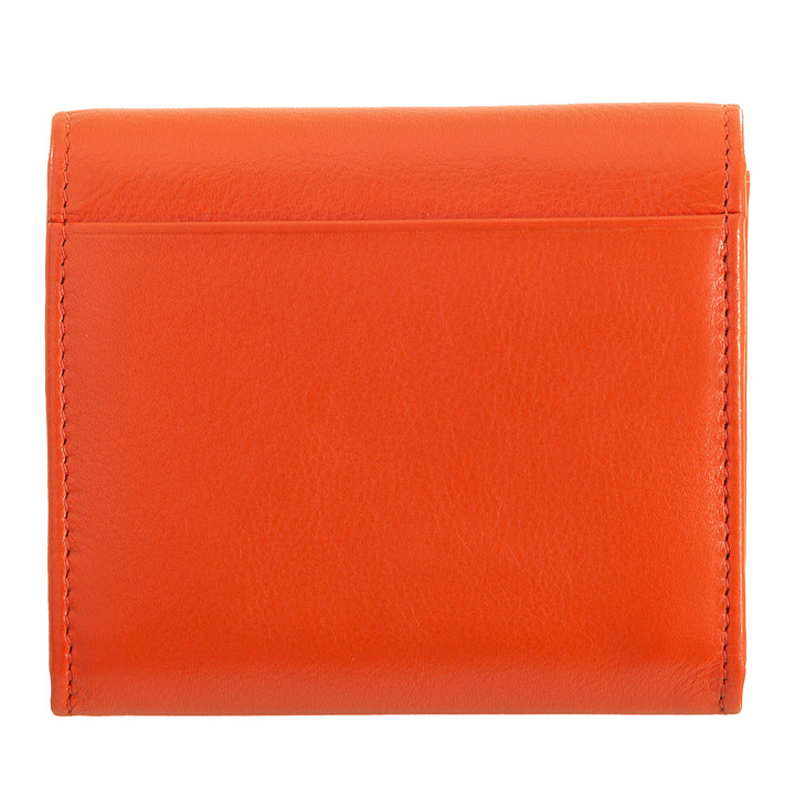 DUDU Cartera Mini Slim para Mujer de Piel Auténtica con Monedero con Cremallera, Cierre de Botón, Cartera Compacta de Color