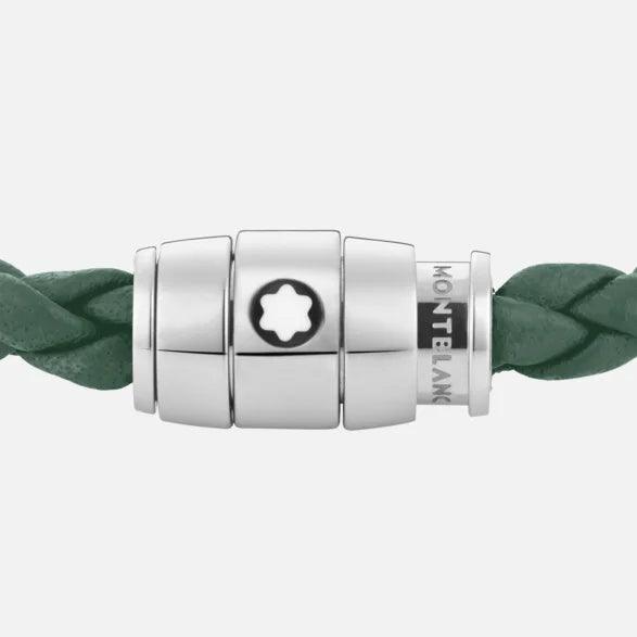 Bracelet en acier Montblanc avec fermoir 3 anneaux et cuir en étain taille S 13315060