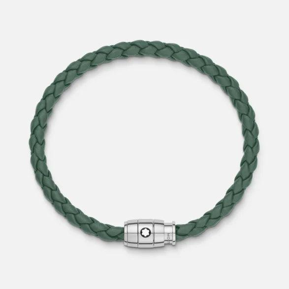 Bracelet en acier Montblanc avec fermoir 3 anneaux et cuir en étain taille S 13315060