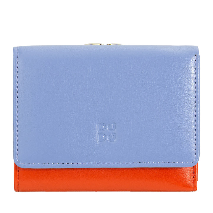 DUDU Cartera Pequeña de Mujer en Piel RFID con Monedero Compacto Click Clac y 6 Tarjeteros