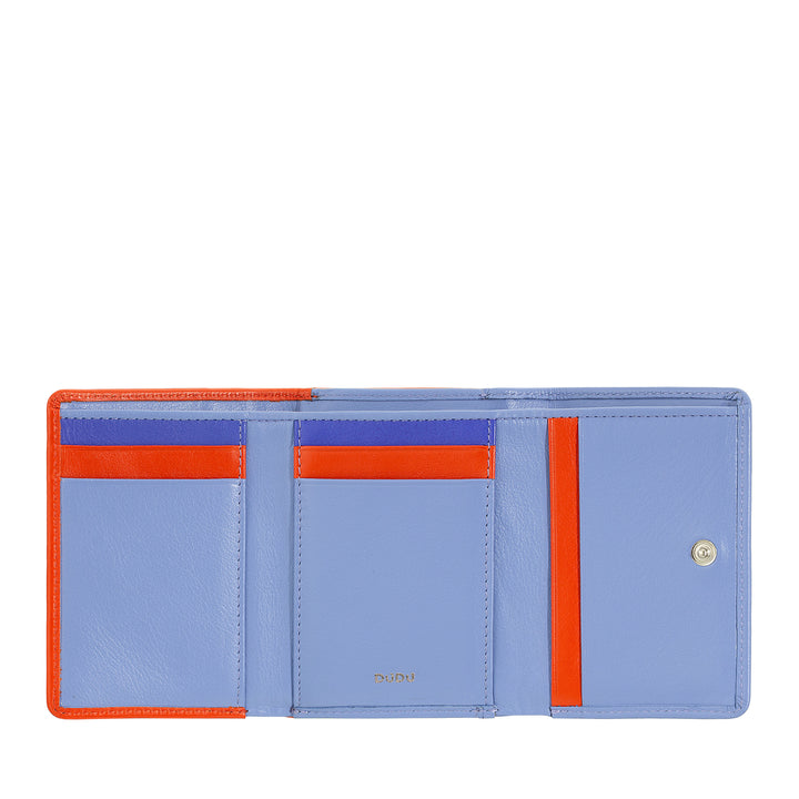 DUDU Cartera Pequeña de Mujer en Piel RFID con Monedero Compacto Click Clac y 6 Tarjeteros