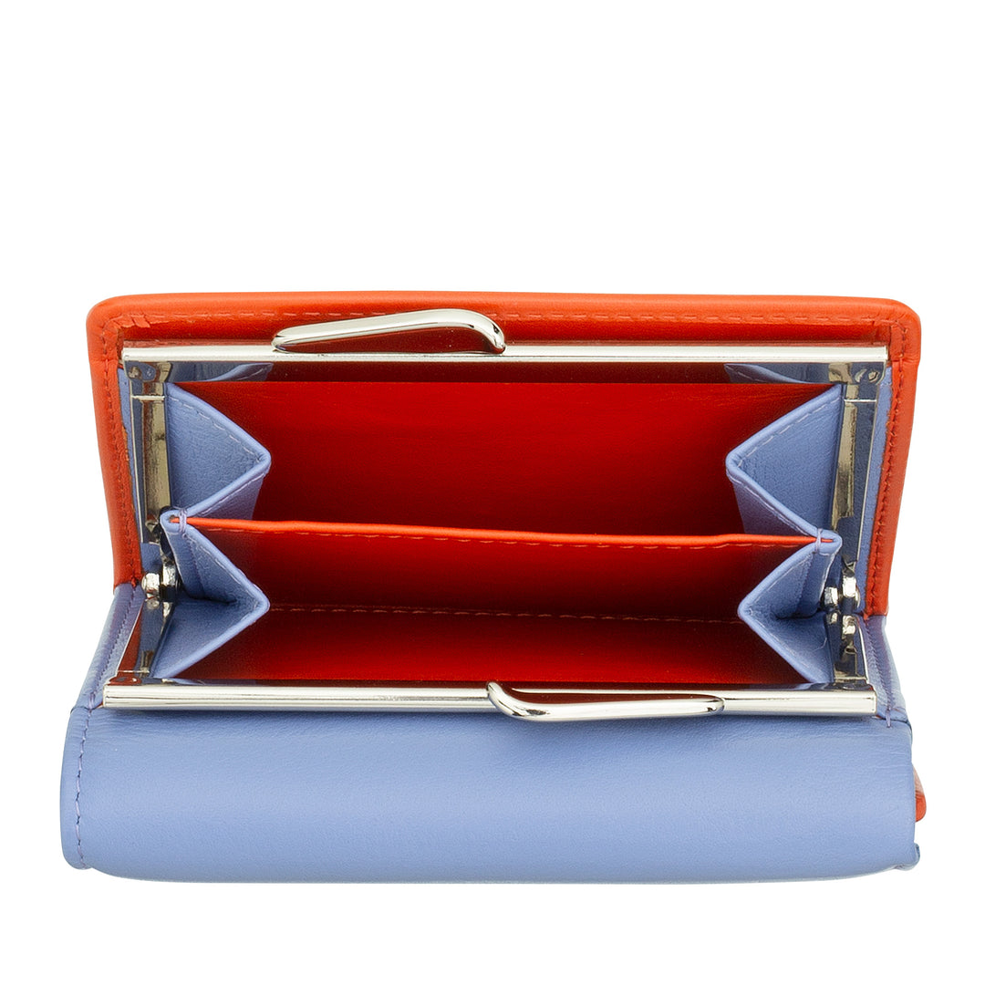 DUDU Cartera Pequeña de Mujer en Piel RFID con Monedero Compacto Click Clac y 6 Tarjeteros