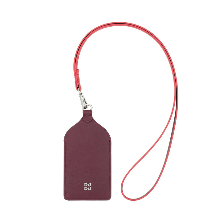 DUDU Porta Credencial de Cuero para el Cuello, con Cordón Desmontable, Porta Credencial Tamaño Tarjeta de Crédito, Porta Credencial para Ferias, Conferencias, Oficina
