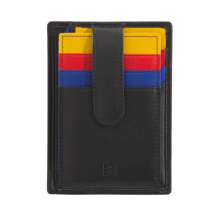 DuDu Porte-cartes de crédit en cuir multicolore Slim pour femme avec 9 fentes et fermeture de sécurité