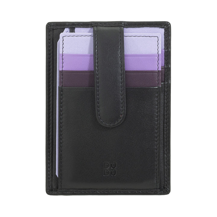 DUDU Tarjetero Slim de Piel Multicolor para Hombre y Mujer con 9 Ranuras y Cierre de Seguridad