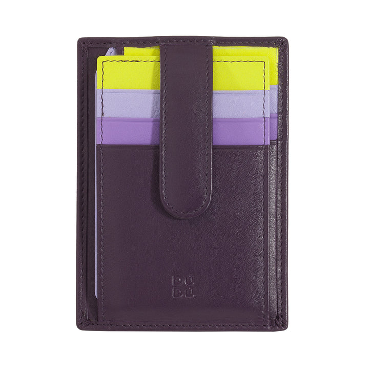 DUDU Multicolor Leather Slim Men's Credit Card Holder Women with 9 Slots and Security Closure