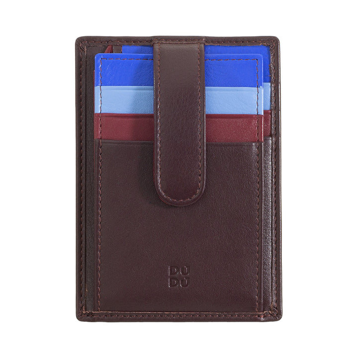DUDU Slim Porte-cartes de crédit en cuir multicolore pour homme et femme avec 9 emplacements et fermeture de sécurité