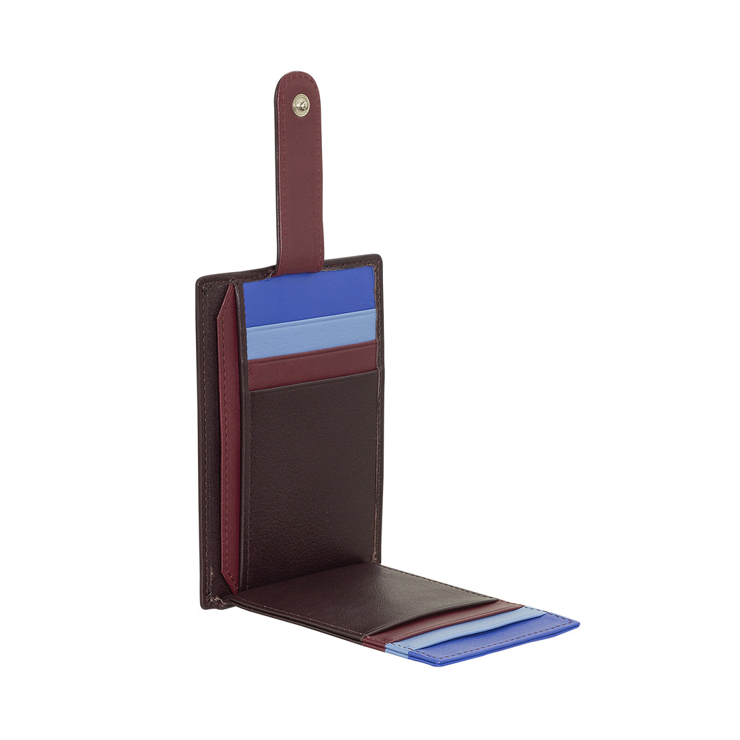 DUDU Slim Porte-cartes de crédit en cuir multicolore pour homme et femme avec 9 emplacements et fermeture de sécurité