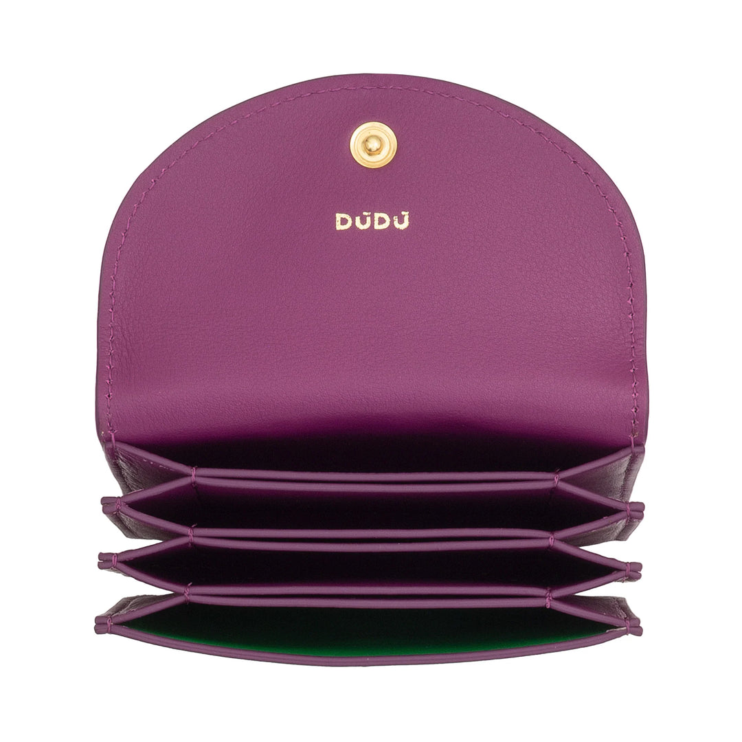 DUDU Kompaktes Akkordeon-Kreditkartenetui aus Leder – Kartenetui für Herren und Damen mit mehreren Fächern, Knopfverschluss, praktisch für Karten und Dokumente