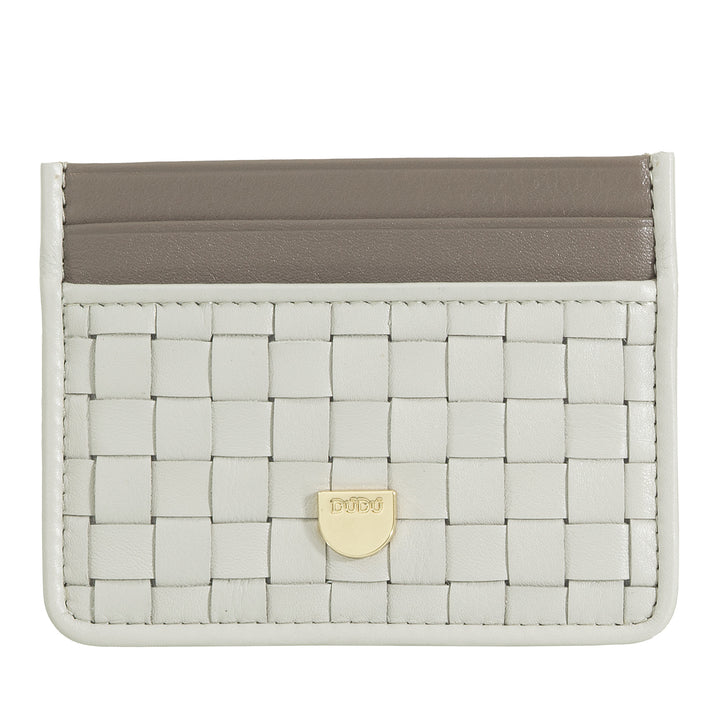 DUDU Porta Carte in Pelle Intrecciata Uomo Donna – Slim Card Holder Compatto Intrecciato, Design Elegante, Porta Carte di Credito Tascabile