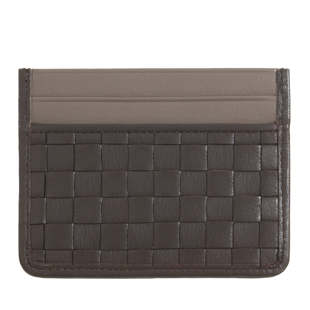 DUDU Kartenetui aus gewebtem Leder für Damen und Herren – Schlankes, kompaktes, gewebtes Kartenetui, elegantes Design, Taschen-Kreditkartenetui