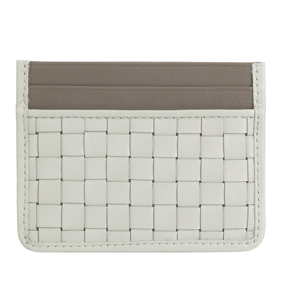 DUDU Porta Carte in Pelle Intrecciata Uomo Donna – Slim Card Holder Compatto Intrecciato, Design Elegante, Porta Carte di Credito Tascabile