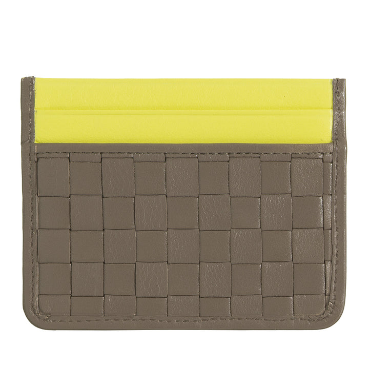 DUDU Kartenetui aus gewebtem Leder für Damen und Herren – Schlankes, kompaktes, gewebtes Kartenetui, elegantes Design, Taschen-Kreditkartenetui