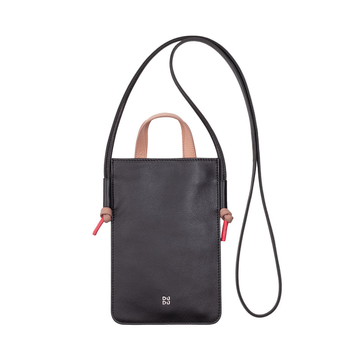 DUDU Genuine Leather Cell Phone Shoulder Bag, Elegant Shoulder Neck Smartphone Holder, Colorful Phone Pouch