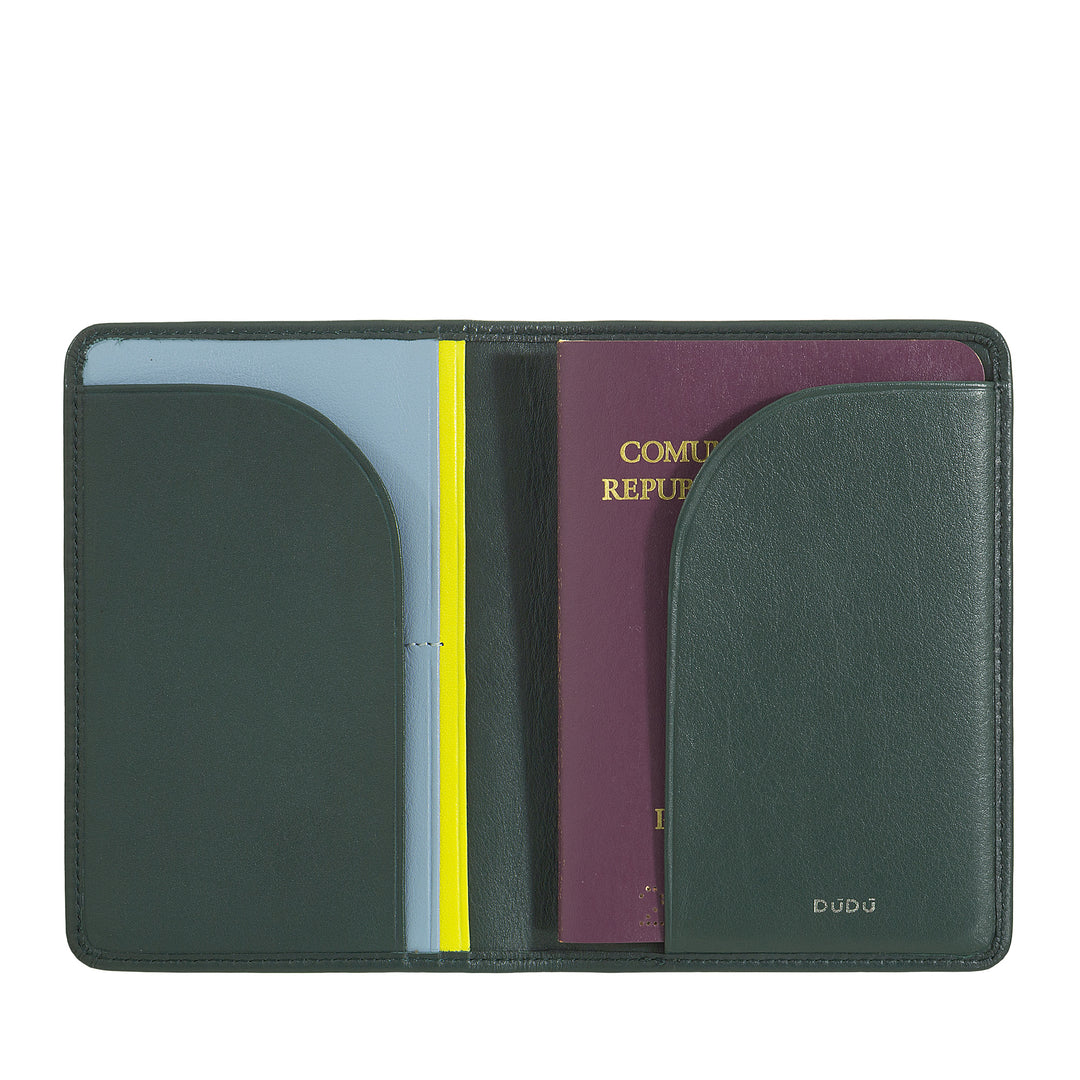DUDU Custodia Porta Passaporto in Pelle da Viaggio con Protezione RFID e Porta Carte di Credito