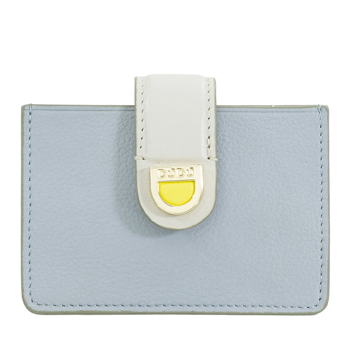 DUDU Damen-Kartenetui aus Akkordeon-Leder – kompaktes Kreditkartenetui, mehrere Karten und Knopfverschluss – elegantes Kartenetui für die Tasche