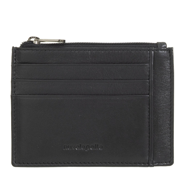 Nuvola Pelle Sleeve Wallet Pocket Porte-cartes de crédit en cuir - Porte-monnaie fin pour hommes avec fermeture éclair