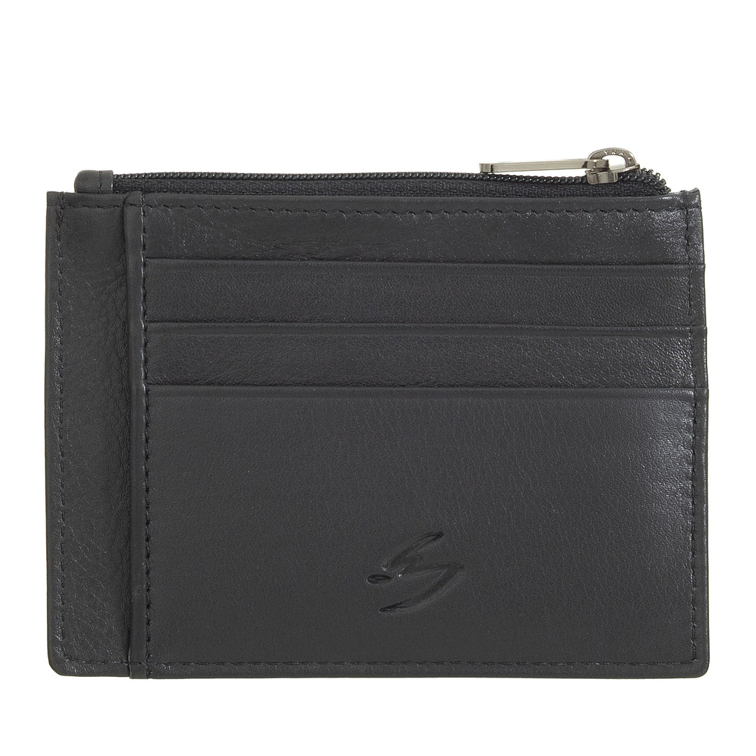 Nuvola Pelle Sleeve Wallet Pocket Porte-cartes de crédit en cuir - Porte-monnaie fin pour hommes avec fermeture éclair