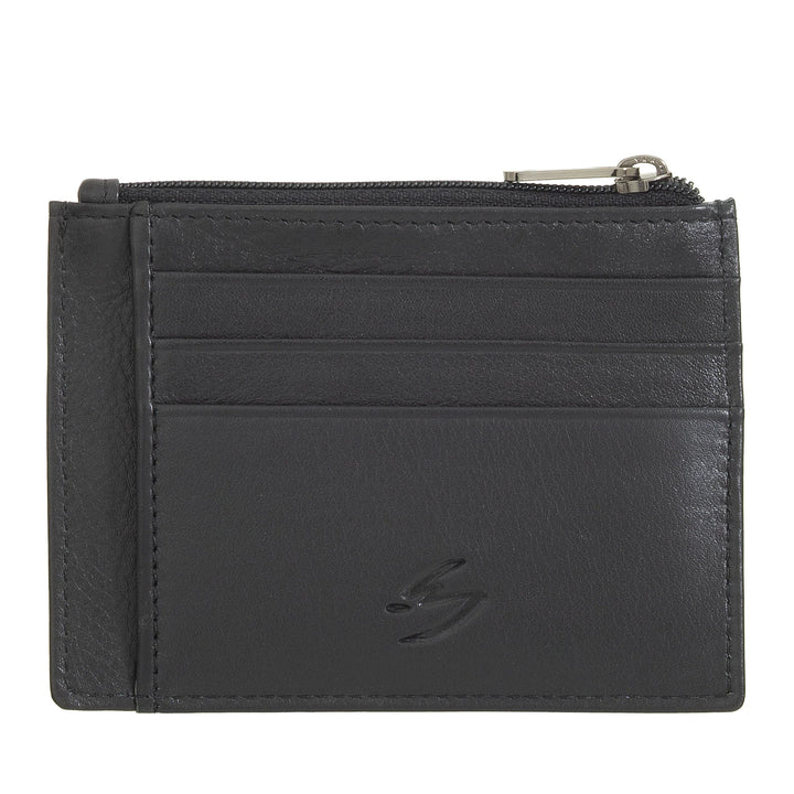 Nuvola Pelle Sleeve Wallet Pocket Porte-cartes de crédit en cuir - Porte-monnaie fin pour hommes avec fermeture éclair