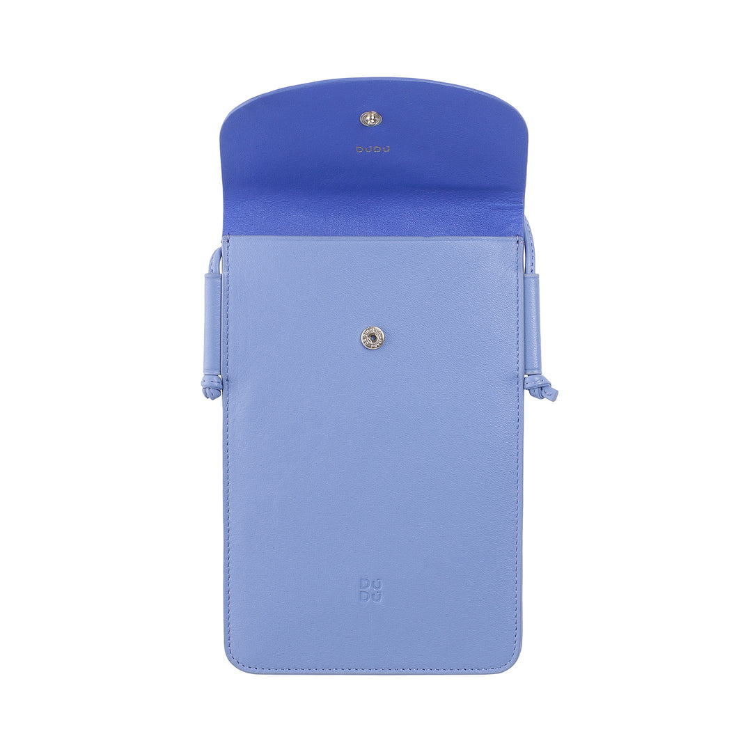 DUDU Leather Neck Phone Case, Smartphone Holder Case up to 6.7 Inch with Button, Adjustable Shoulder Strap, Slim Design