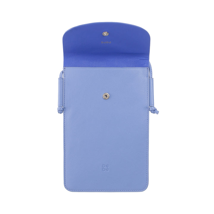 DUDU Leather Neck Phone Case, Smartphone Holder Case up to 6.7 Inch with Button, Adjustable Shoulder Strap, Slim Design