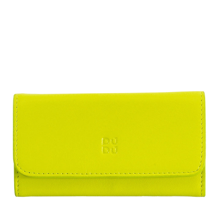 DUDU Astuccio Portachiavi in Pelle Colorato con 5 Anelli per Chiavi di Casa Auto, Design Minimal, con Bottone