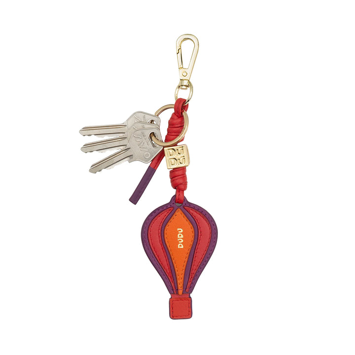 DUDU Heißluftballon-Schlüsselanhänger aus Leder mit Karabiner – Schlüsselanhänger aus Leder für Schlüssel, Tasche oder Rucksack, originelles und farbenfrohes Accessoire