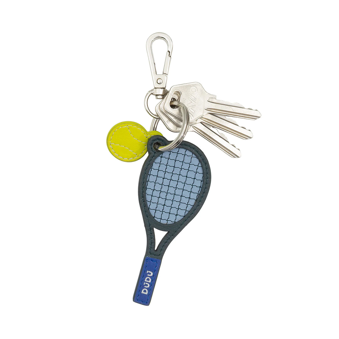 DUDU Tennisschläger-Schlüsselanhänger aus Leder mit Karabiner – Tennis-Sport-Schlüsselanhänger für Schlüssel, Tasche oder Rucksack