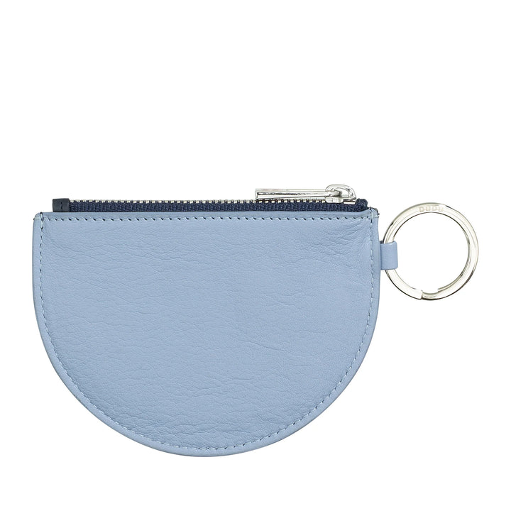DUDU Mini Monedero de Piel para Mujer con Cremallera y Llavero de Diseño Slim Bicolor