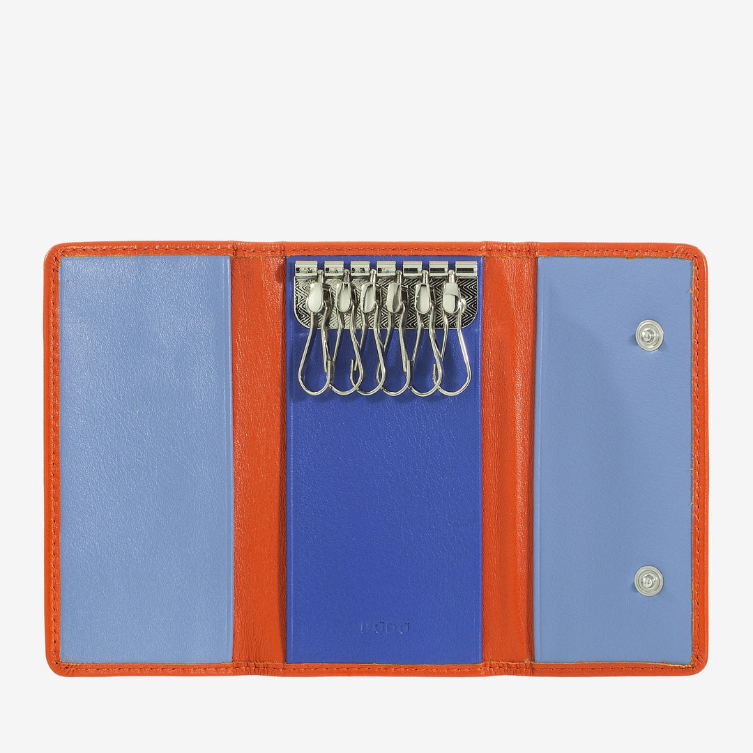 DUDU Llavero Clásico en Piel Auténtica para Hombre y Mujer Multicolor con 6 Ganchos