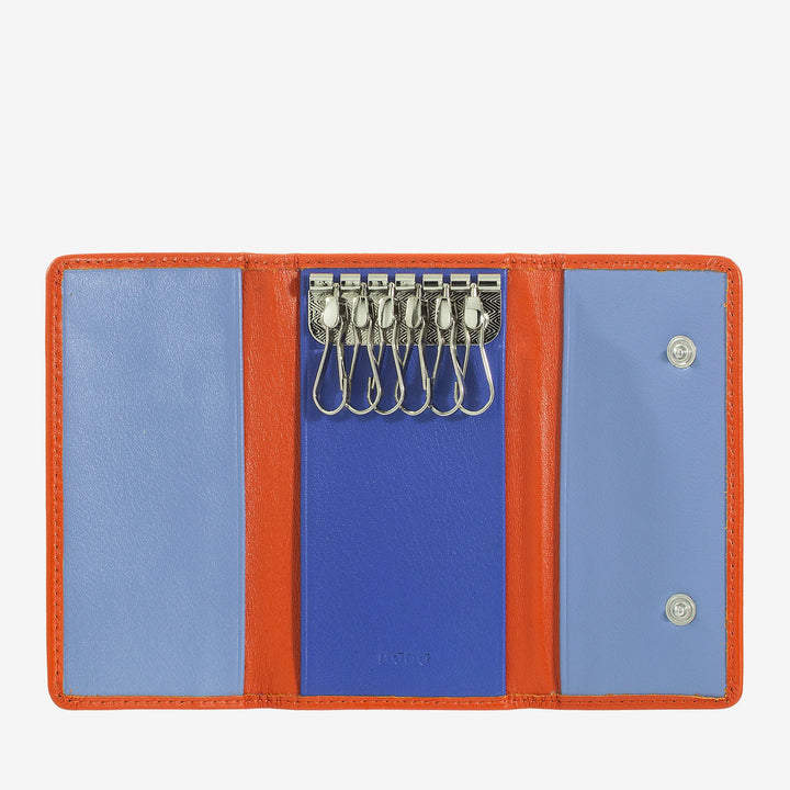 DUDU Llavero Clásico en Piel Auténtica para Hombre y Mujer Multicolor con 6 Ganchos