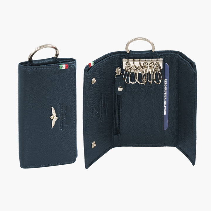 Aeronautica Militare Portachiavi in pelle con porta banconote e portaspicci AM108-BL