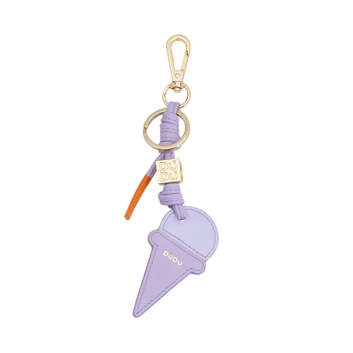 DUDU Leather Keychain with Ice Cream Cone, Men&