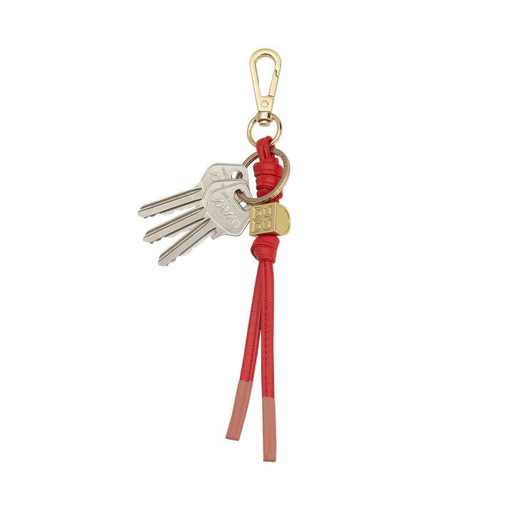 DUDU Minimalist Leather Keychain, Keyring for Men Women with Carabiner and Ring, Lightweight Compact Minimal Design