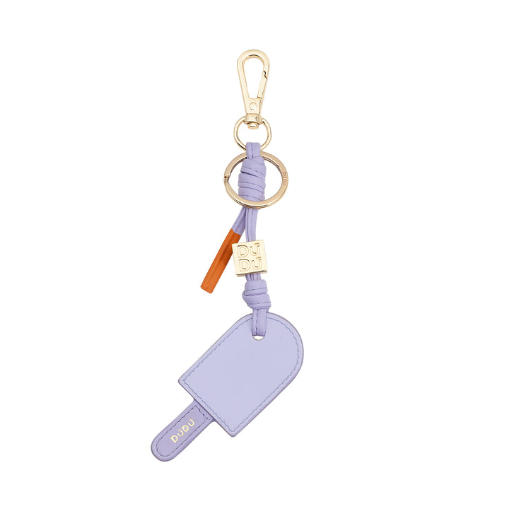 DUDU Leather Ice Cream Stick Keychain, Keychain for Women and Men with Ring and Carabiner, Colorful Summer Design