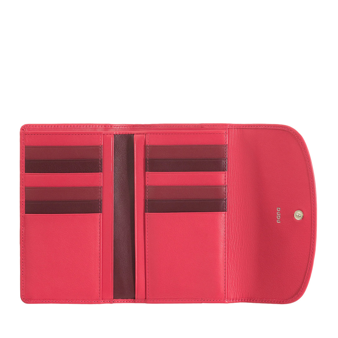 DUDU Cartera de Mujer en Piel Suave de Color, Monedero con Monedero con Cremallera, 12 Tarjeteros, Multicolor