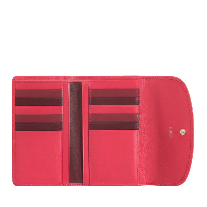 DUDU Cartera de Mujer en Piel Suave de Color, Monedero con Monedero con Cremallera, 12 Tarjeteros, Multicolor