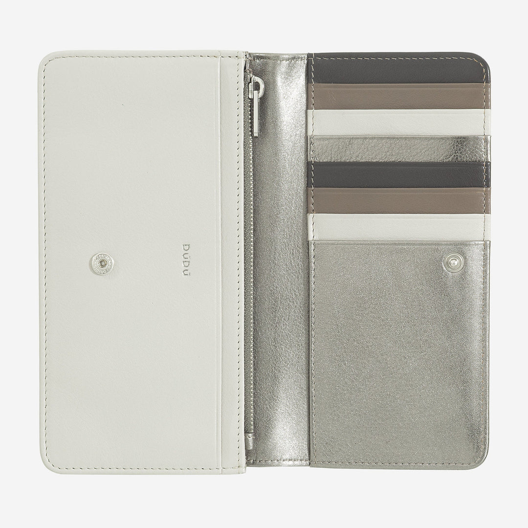 DUDU Cartera grande de mujer en bolsita RFID de piel suave multicolor